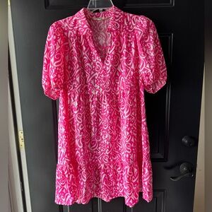 NWOT Umgee Women’s Pink & White Dress, size Large.